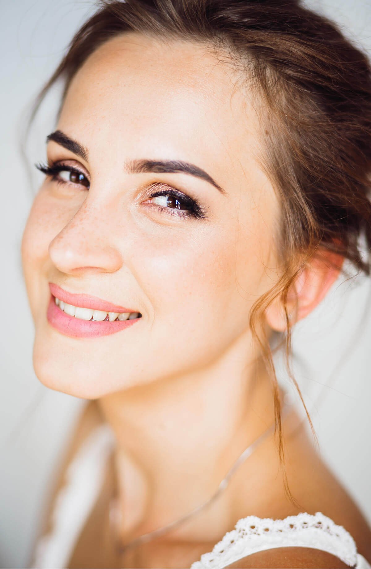 warm portrait beautiful young brunette with tender smile 1