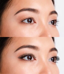 woman before after eyelashes extensions (1) 1