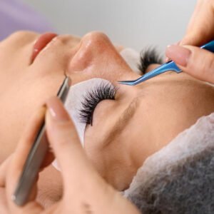 woman wearing eye patches high angle 1