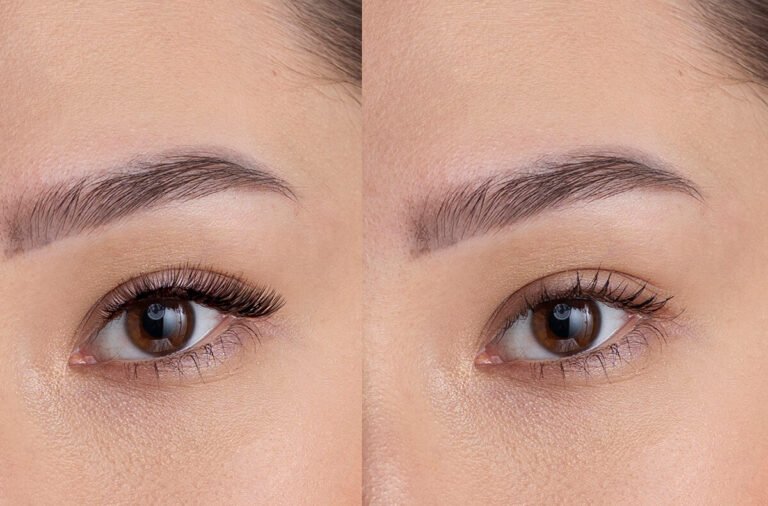 woman with eyelashes extension front view 1